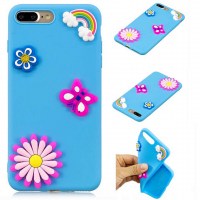 iphone 7+  blue butterfly flowers case